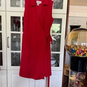 Bloomingdale's Vibrant Red Sleeveless Midi Wrap Dress